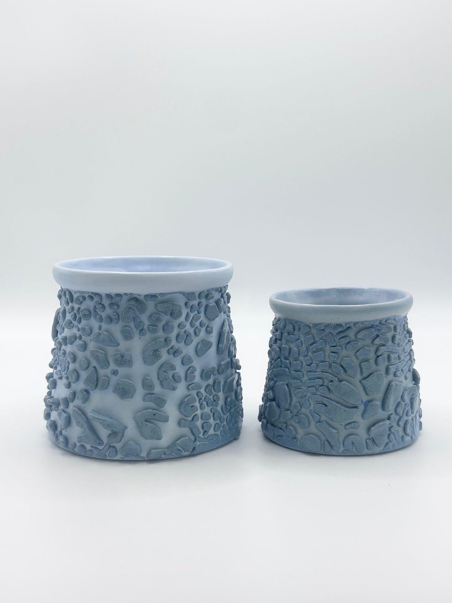 Handmade Textured Ceramic Pot - Blue
