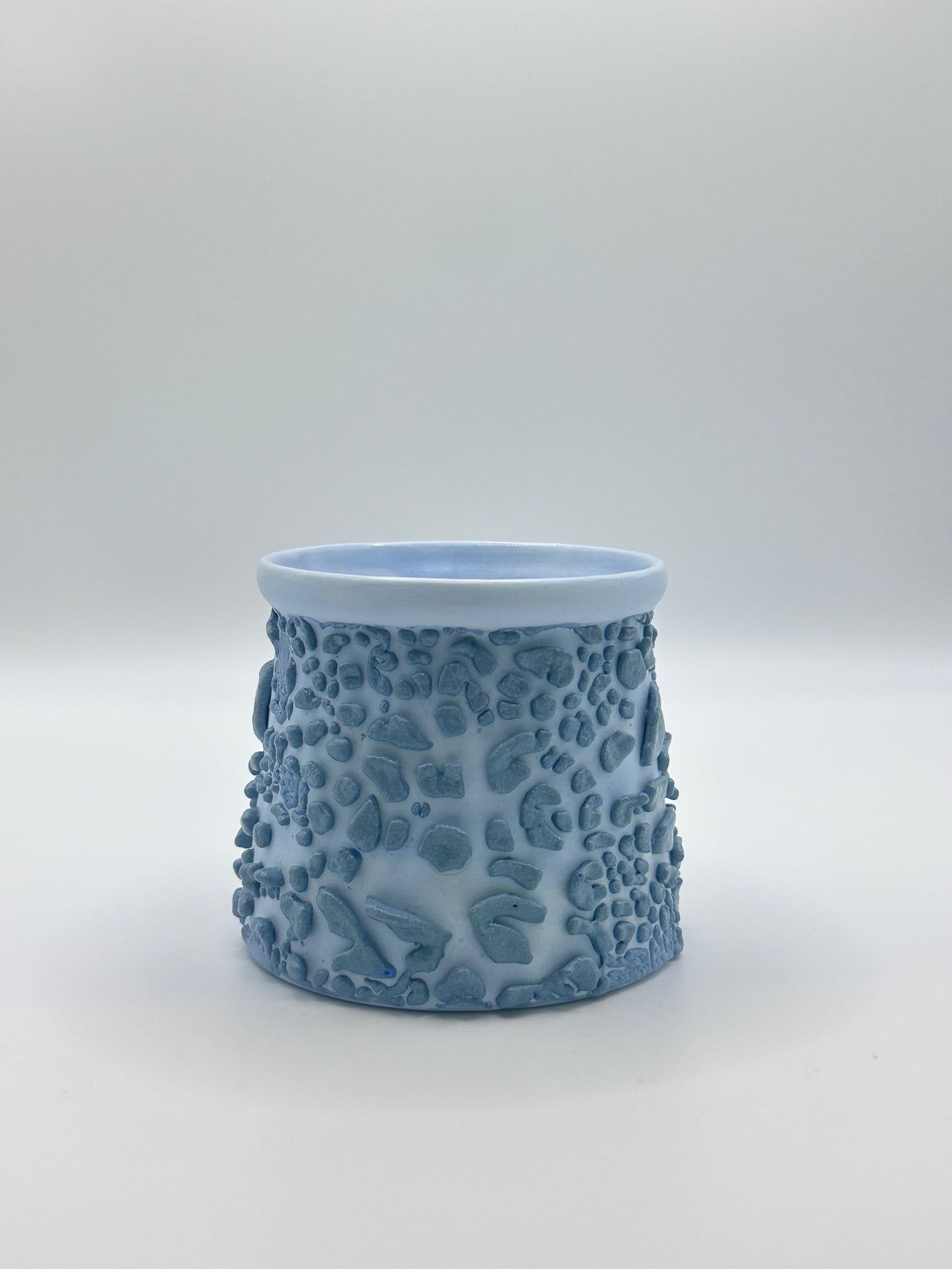 Handmade Textured Ceramic Pot - Blue