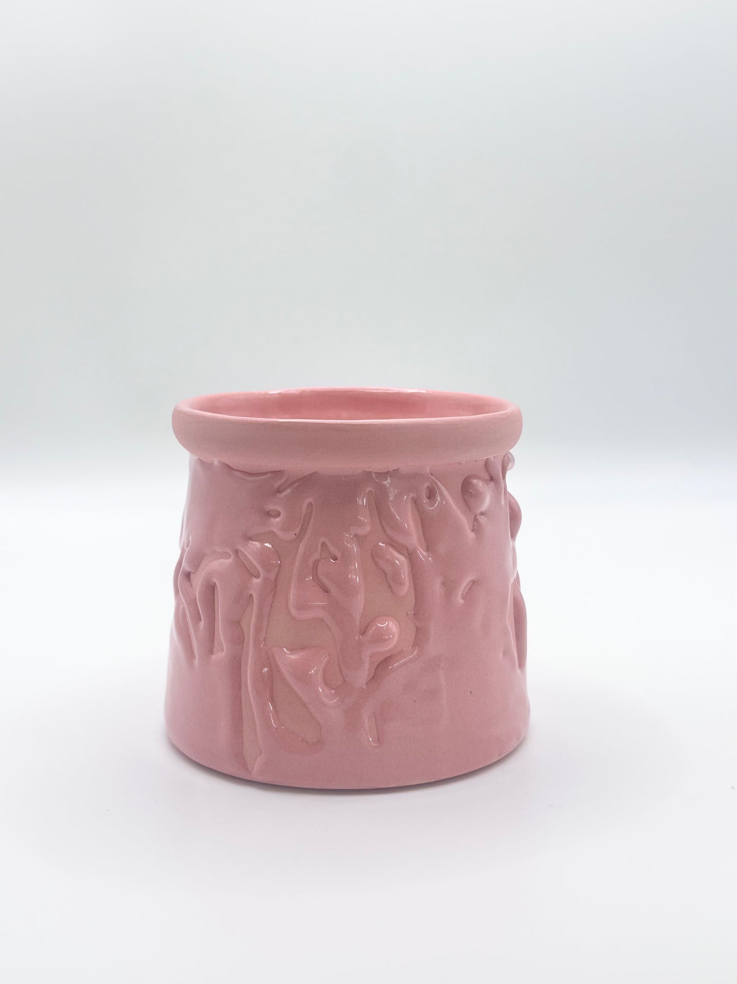 Handmade Textured Ceramic Pot - Pink