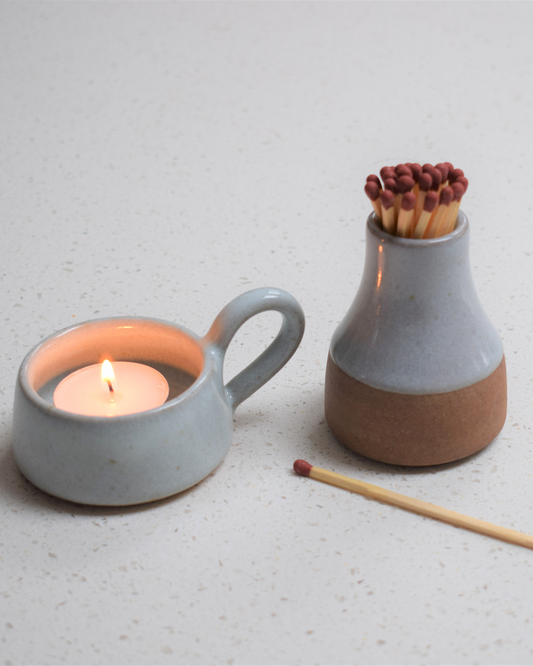 Ceramic Tealight Holder, Eggshell Blue