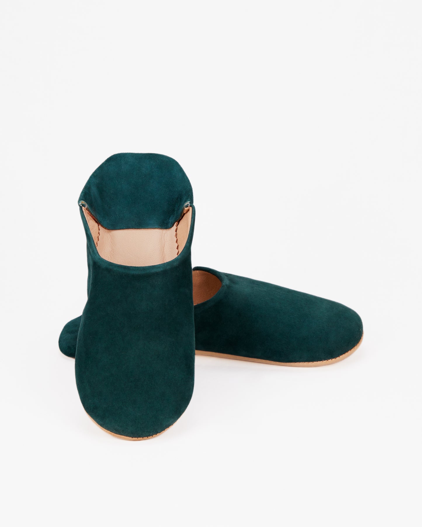 Moroccan Slippers, Teal/Plain