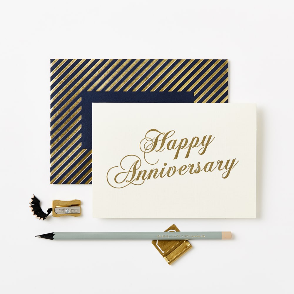 Card - Happy Anniversary - Gold scroll